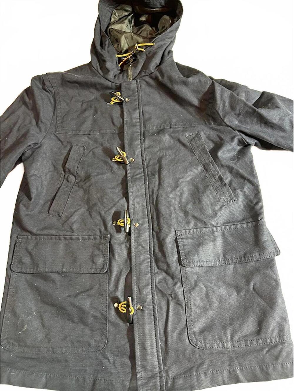 H&M Men's Black Hooded Toggle Utility Coat 42R